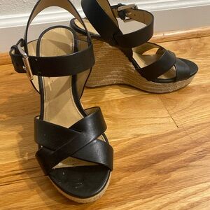 MICHAEL Michael Kors Black Wedge Sandals with Platform
